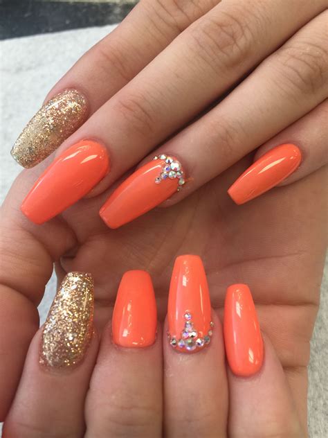 orange acrylic nails|pastel orange nail polish ideas.